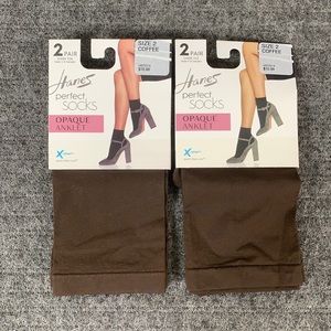 Hanes X-Temp Perfect Socks Opaque Anklet Size 2 (9-12) Coffee Sheer Toe 4 Pairs